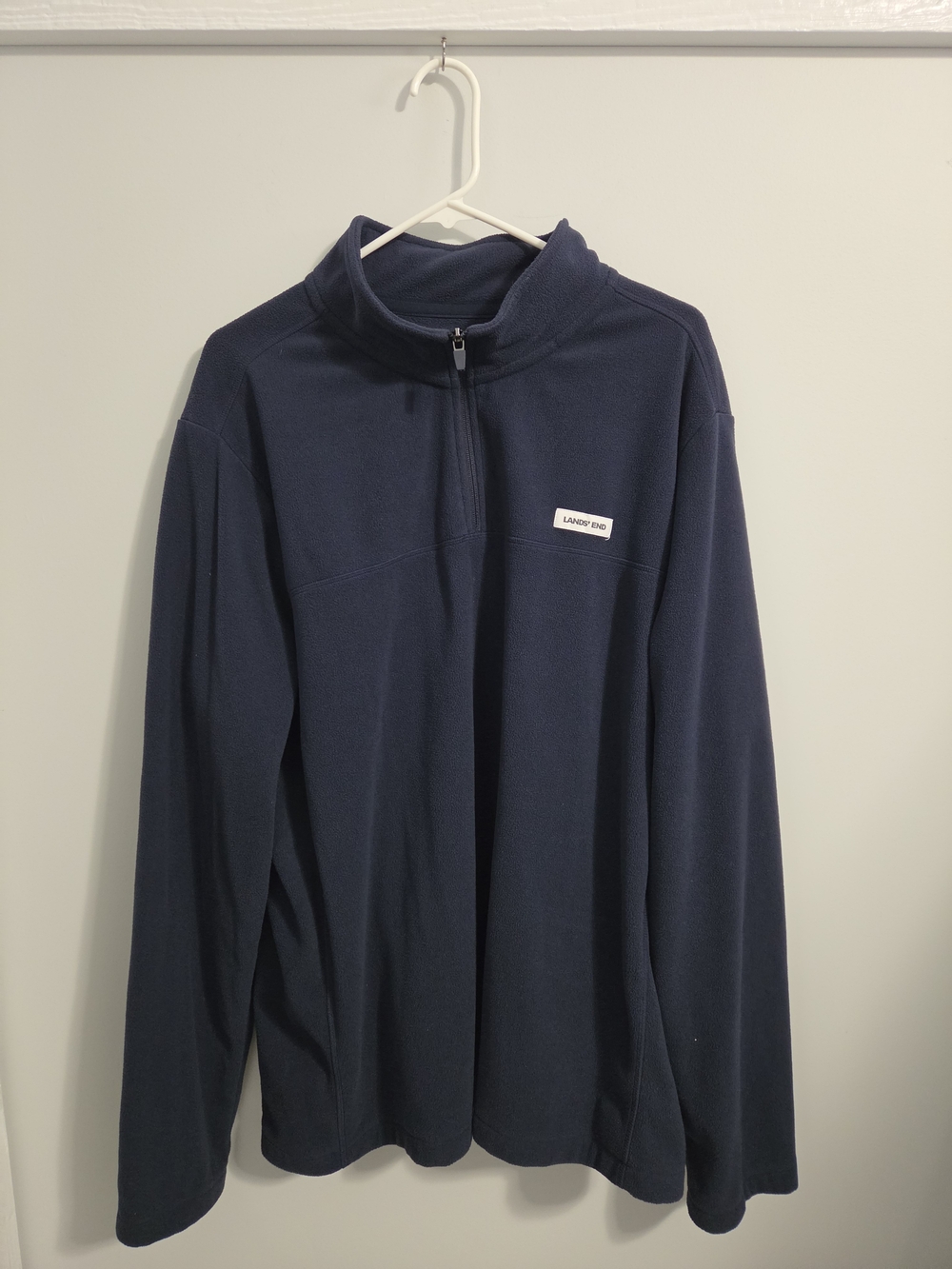 Lands' End Men's Navy Half-Zip Fleece Pullover XL Tall